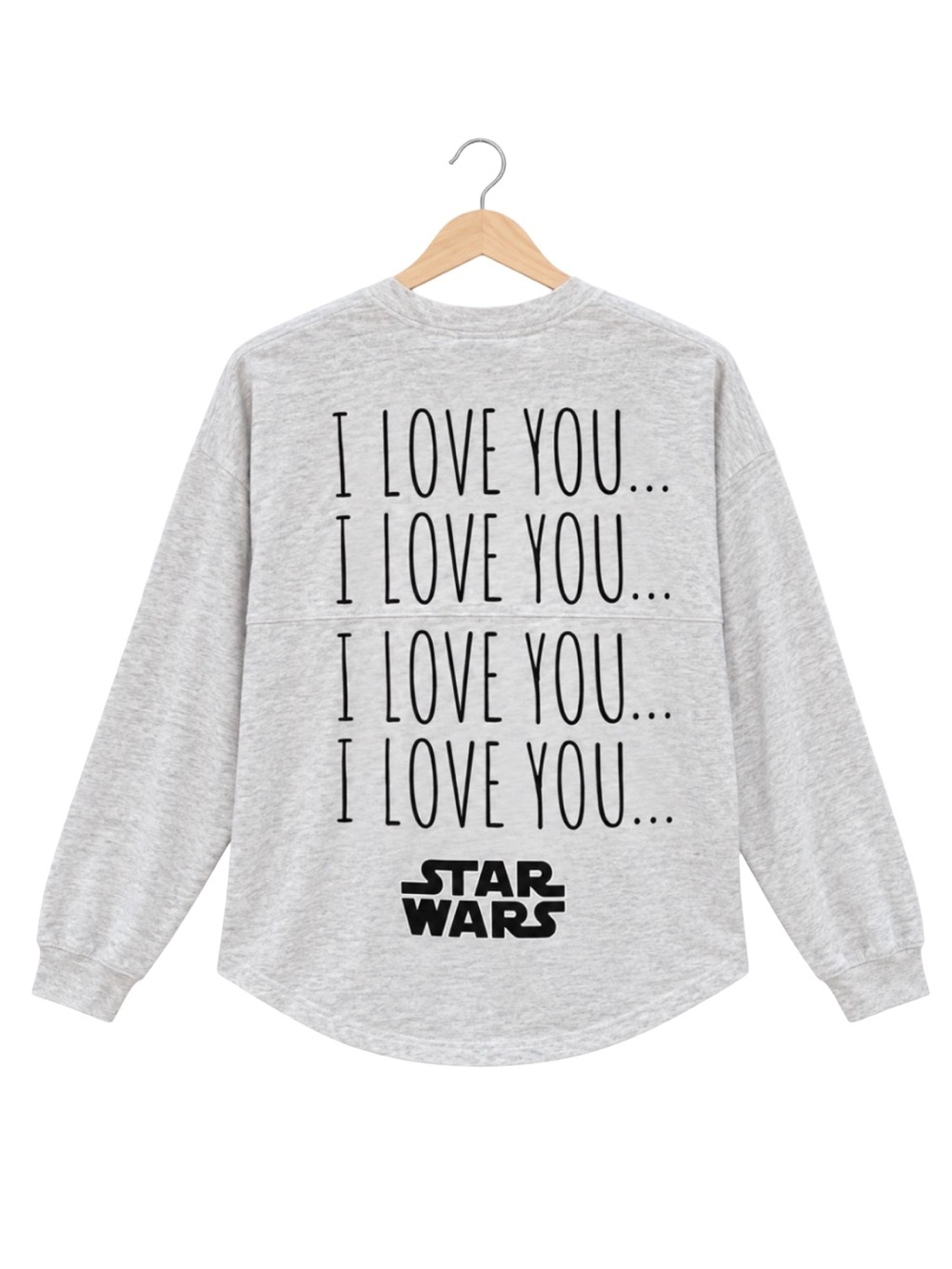Disney Parks Star Wars I Love You Spirit Jersey Adult XS Gray Han Leia Millenniu